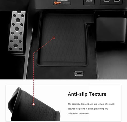 3PCS Center Console Organizer Compatible with Toyota 2025 2026 Camry Accessories Silicone Wireless Charging Anti-Slip Mat ABS Material Armrest Secondary Storage Box