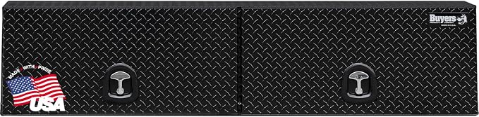 Buyers Products 1721356 Topsider Truck Tool Box, 16x13x88 Inch, Gloss Black Diamond Tread Aluminum, Dual Flip-Up Doors, Locking Compression Latch, Weather Resistant, No-Drill Mount, Made in USA