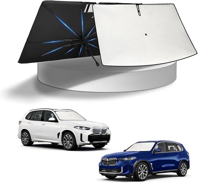 KUST Sun Shade Umbrella for BMW X5 2019-2025 2026 | Custom Fit Windshield Sunshade | Foldable Sunshade with Bendable Handle | Blocks Heat & UV Scratch Resistant Keep Your Car Cool Sunshield