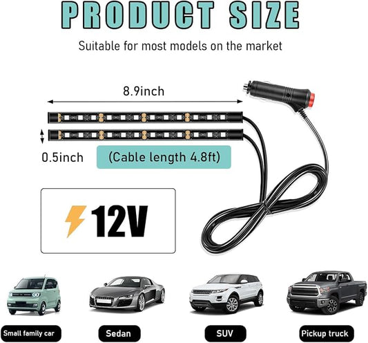 Yourkar Car LED Strip Light, 24 LED Interior Under Dash Atmosphere Lights with Cigarette Lighter, Vehicle Decor Lamp Ambient Night Light Strip Lighting, Universal Car Accessories (Pink Purple)