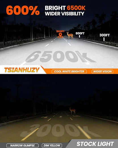 Fit for 2013 2014 2015 2016 2017 2018 2019 2020 2021 2022 2023 2024 Nissan Sentra High Beam Low Beam Combo,6500K Safety Bright White,Enhanced Visibility Upgrade With Fan,Plug and Play,IP68 6-Pack
