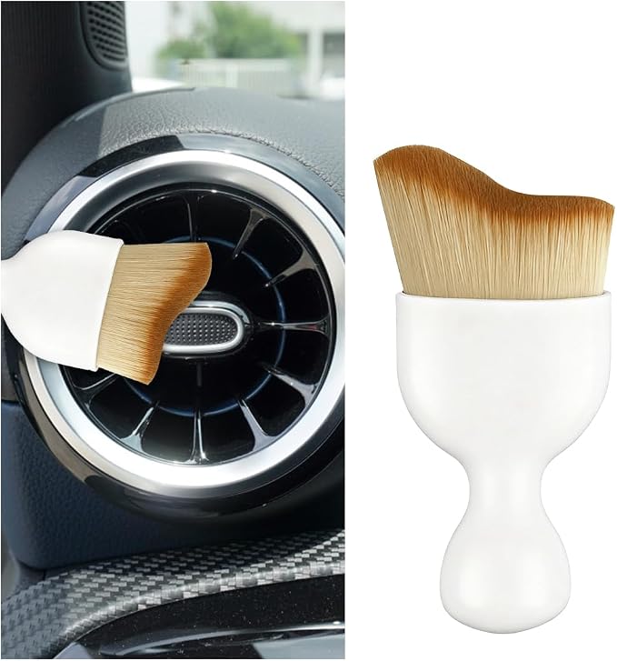 Car Interior Detailing Brush, Curved Soft Bristles Vehicle Removal Dust Collectors, Scratch-Free Automotive Cleaning Tool Accessories, Universal for Truck SUV Sedan (White)