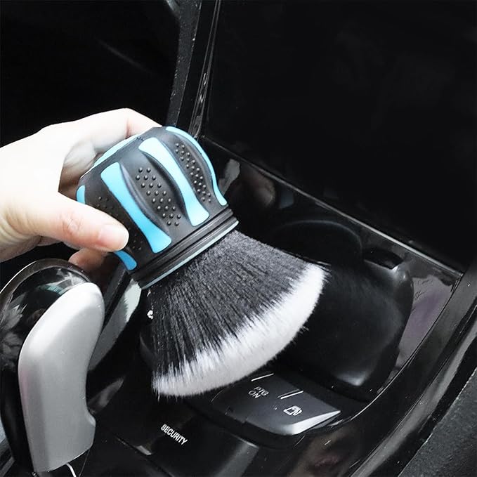 AUCELI Car Detailing Brush, Ultra Soft Auto Interior Dusting Brush with Storage Rack, Car XL Synthetic Brush Cleaning Tool, Universal Covers Large Area Inside or Outside Vehicles (Red/Style B)