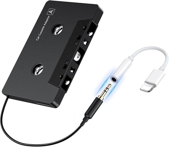 Car Cassette Adapter with USB-C to 3.5mm Audio Adapter, Cassette to AUX Adapter for Car, Compatible with Samsung Galaxy, Google Pixel, Xiaomi, Huawei & USB-C Devices, Stable Audio Connection