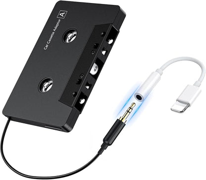 Car Cassette Adapter with USB-C to 3.5mm Audio Adapter, Cassette to AUX Adapter for Car, Compatible with Samsung Galaxy, Google Pixel, Xiaomi, Huawei & USB-C Devices, Stable Audio Connection