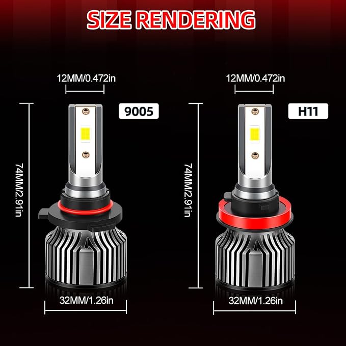 For Kenworth T680 T880 2013 2014 2015 2016 2017 2018 2019 2020 Light Bulb 6000K White High & Low Beam, Ultra Bright with Fan, 4-Pack