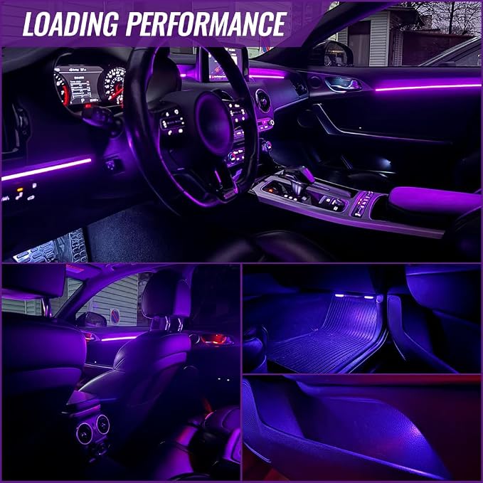 Ambient Lighting Car led Lights Interior, 43.3'' USB Powered Acrylic Neon Flexible Strip Model y Ambient Lighting kit with Remote APP,Dynamic RGB 2 in 1 Music Lights Sync for Inside car Decorations