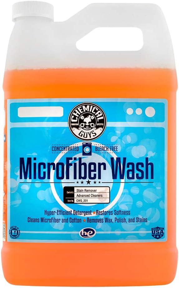 Chemical Guys Microfiber Cleaning Cloth and Car Wash Towel Detergent - Concentrated Cleaner for Towels, Microfiber Cloths, and Pads - Removes Dirt, Wax, Grease, Stains, Orange Scent - 128 oz | Microfiber-safe concentrate for towels, mitts, and pads; li...