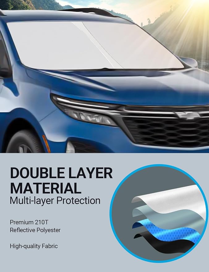 Proadsy 2026 Upgrade Front Windshield Sun Shade Foldable Sun Shade Protector Custom Fit 2018-2025 Equinox Accessories