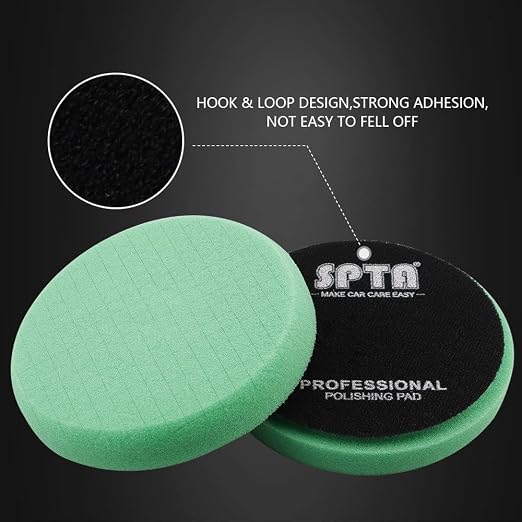 Green T120 Heavy-Cut Polishing Foam Pad, SPTA 1Pc 7.5 Inch Face for7 Inch 180mm Backing Plate Compound Buffing Sponge Pads for Car Buffer Polisher Compounding, Polishing and Waxing -FPTSS7G