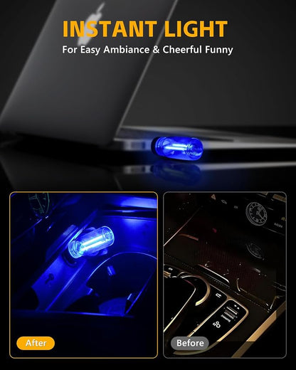 2PCS USB Lights for Car, Touch Adjustment Lights, Plug in USB Vehicle Interior Ambient Light, Mini LED Retro Bulb Glass Bottle Night Light for Camping, Holiday Decoration, Party, Bedroom (Blue)
