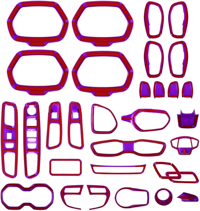 31PCS/ Set Interior Trim Kit Car Interior Accessories Decoration Trim Kit for Jeep Renegade 2015-2018 (Purple)