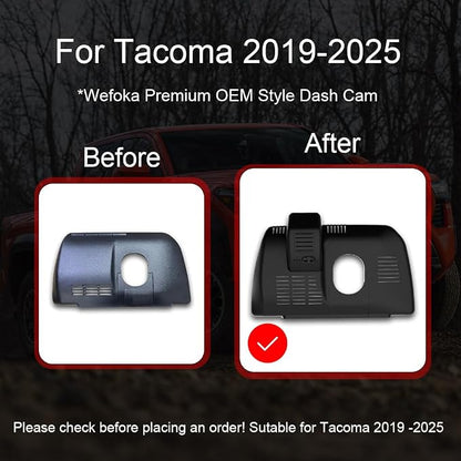 4K Dash Cam Suitable for Toyota Tacoma 2024-2025 SR SR5 TRD Sport Pre-Runner Off Road Limited & Tacoma Hybrid, OEM Look, UHD 2160P Video, WiFi & APP, Loop Recording, Plug&Play, 128GB (F10pro)