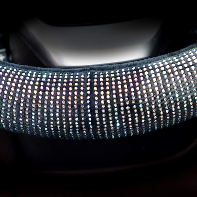 Valleycomfy Steering Wheel Cover for Women Men Bling Bling Crystal Diamond Sparkling Car SUV Wheel Protector Universal Fit 15 Inch (Black with Colorful Diamond,Standard Size(14" 1/2-15" 1/4))