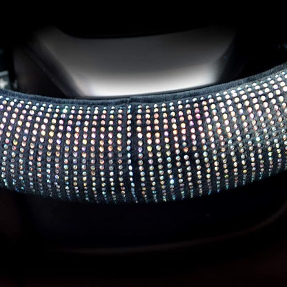 Valleycomfy Steering Wheel Cover for Women Men Bling Bling Crystal Diamond Sparkling Car SUV Wheel Protector Universal Fit 15 Inch (Black with Colorful Diamond,Standard Size(14" 1/2-15" 1/4))