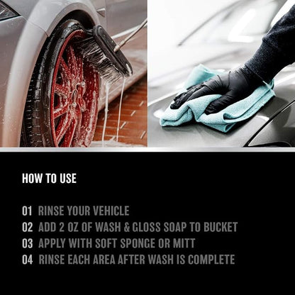 Car Wash & Gloss Soap - Car Wash Soap Shampoo for Bucket Washing or Foam Cannon Hand Wash - Car Detailing Products, Cleaning Supplies and Auto Care Accessories