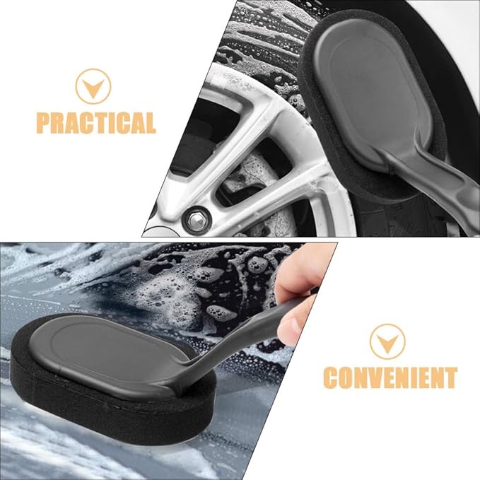 Car Tire Cleaning Brush Set with Handle Easy Replacement and Cleaning Sponge Brushes for Car Wheels and Tires