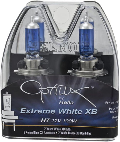 Hella H71070307 Optilux XB Series H7 Xenon White Halogen Bulbs, 12V, 100W, 2 Pack