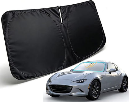 Windshield Sun Shade for 2016-2025 Mazda MX-5 Miata Accessories, Car Front Window Sun Visor & Heat Shield | 420D Sunshade Protection Blocks UV Rays Keep Your Car Cooler