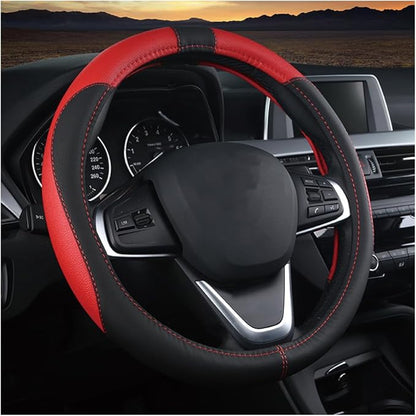 BESULEN Car Steering Wheel Cover, Soft Leather Steering Wheel Protector, Universal Non-Slip Steering Wheel Covers, Comfortable Grip Sweat-Absorbent, Automotive Interior Accessories