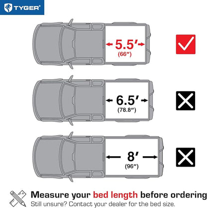 Tyger Auto T2 Low Profile Soft Roll-up Truck Bed Tonneau Cover Compatible with 2015-2026 Ford F-150 | Fleetside 5.5' (67") Bed | TG-BC2F6229