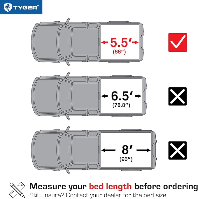 Tyger Auto T5 Quad-Fold Alloy Hardtop Truck Bed Tonneau Cover Compatible with 2015-2026 Ford F-150 | Fleetside 5.5' (67") Bed | TG-BC5F3019
