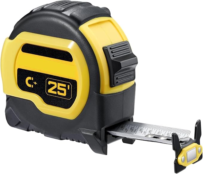 HAIPHAIK Car Roadside Emergency Kit, Tape Measure 25 ft with 1/8 Fractions, Magnetic Double-Hook Measuring Tape Retractable