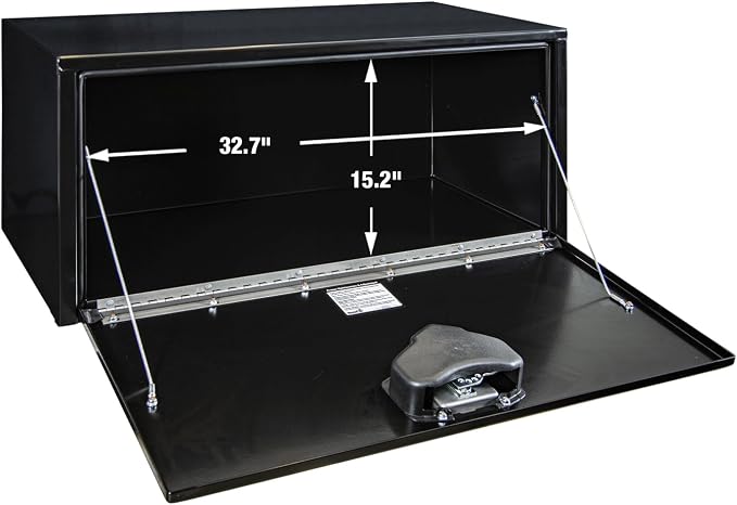 Buyers Products 1702305 Black Steel Underbody Truck Tool Box – 18 x 18 x 36 Inch - Truck Bed & Underbelly RV Storage Box, Locking T-Latch, Weather-Resistant, Heavy-Duty Flatbed Job Box, Made in USA