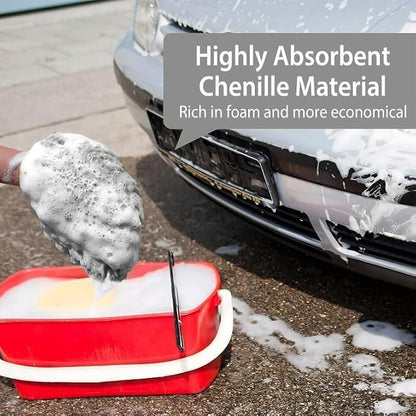 WASH&WHIPS Chenille Premium Scratch-Free Microfiber Lint-Free Blue Wash Mitt 8" x 10"in & Black Pitstop Particle Interceptor - Regular Size, 8" x 10"in