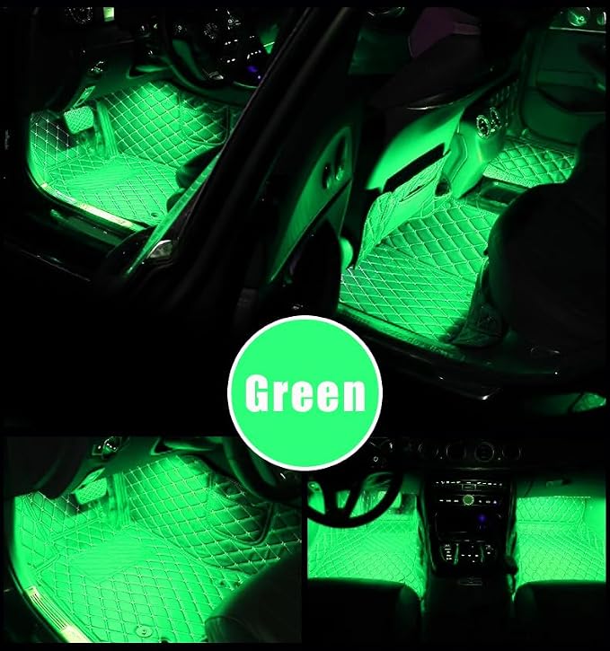 Car Interior LED Lights,Car Accessories, Automotive Ambient Neon Light Kit with USB Port, Gifts for Men and Women, 4 in 1 Decoration Lights for Car, Garden, Home, Party (Green)