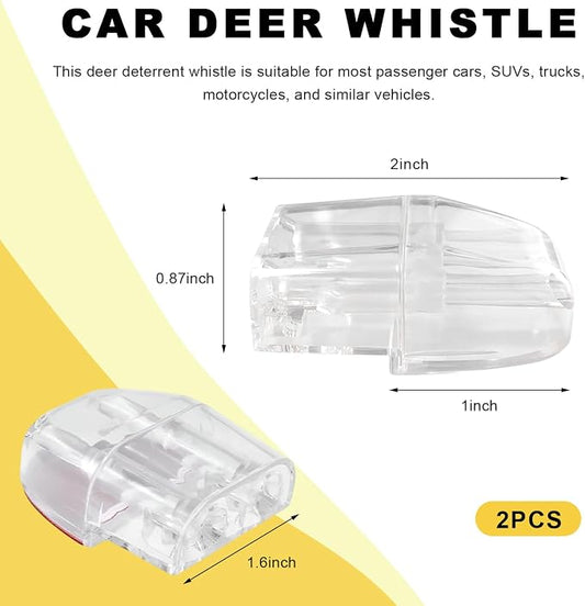 2 PCS Deer Whistles for Cars, Avoid Collisions Animal Alert Device with Adhesive Tapes, Universal Deer Warning Whistle for SUVs Trucks Motorcycles, Car Accessories (White)