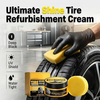 2PCS Car Tire Shine with Sponge, Wheel Shine Tire Polishing Paste, Tire Coating Paste, Long-Lasting Wet Gloss＆Easy Apply for Trucks Sedans RVs