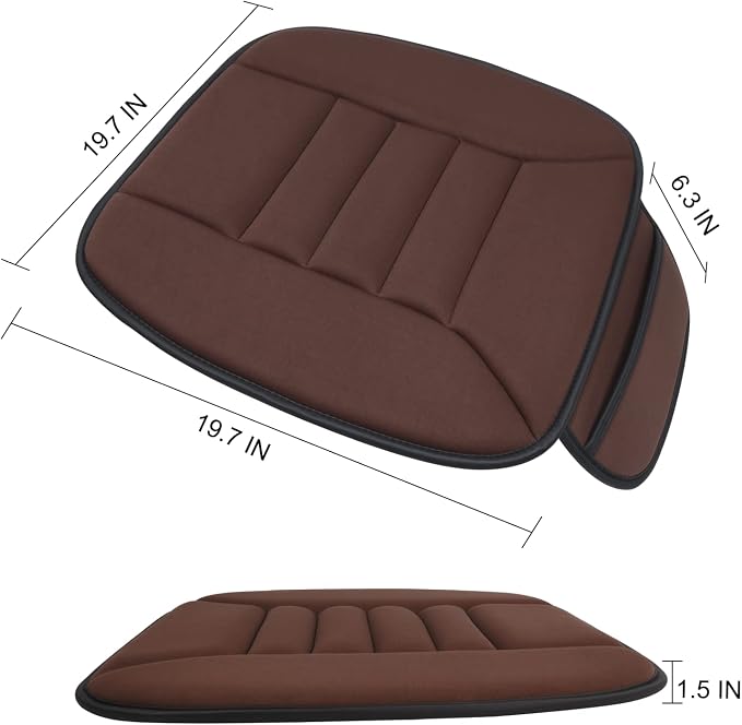 Lofty Aim Premium Car Seat Cushion, Driver Cushion with Comfort Memory Foam & Non-Slip Rubber Bottom, Car Seat Pad Works with 95% of Vehicles and Office Chair or Home (Brown)
