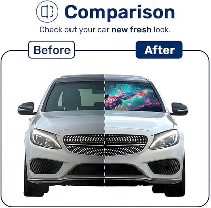 GENANY Custom Windshield Sun Shade for Car SUV Truck (55x30 Inches), Turn Your Photo Logo Text Into Windshield Sunshades, Personalized Car Sun Shades, Customized Sun Blocker Keep Your Vehicle Cool