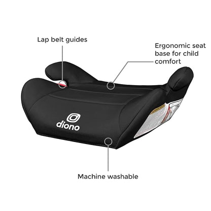 Diono Solana Lite Backless Booster Car Seat Pack of 2, Lightweight & Portable for Travel, Machine Washable Covers, 40-100 lbs, Black Storm