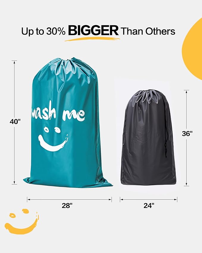 HOMEST XL Laundry Bag 28" x 40", Extra Large Dirty Clothes Organizer Holds 3-4 Loads, Machine Washable Drawstring Laundry Bag for Dorm, Camp, Laundromat, Family, Travel, Sky Blue
