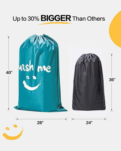 HOMEST XL Laundry Bag 28" x 40", Extra Large Dirty Clothes Organizer Holds 3-4 Loads, Machine Washable Drawstring Laundry Bag for Dorm, Camp, Laundromat, Family, Travel, Sky Blue