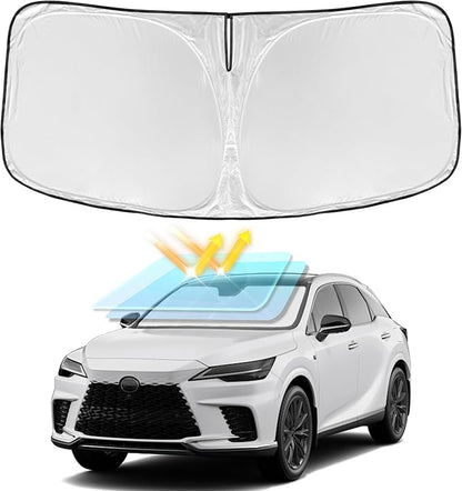 for RX 300 350 450 FSport 2010-2015 Windshield Sun Shade - 4 Layers Car Sunshades for Front Windows Shade Cover Custom Fit RX Sun Visor 250T Retractable Shade Blocks UV Rays Car Accessories