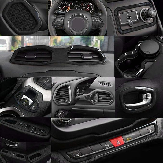31PCS/ Set Interior Trim Kit Car Interior Accessories Decoration Trim Kit for Jeep Renegade 2015-2018 (Black)