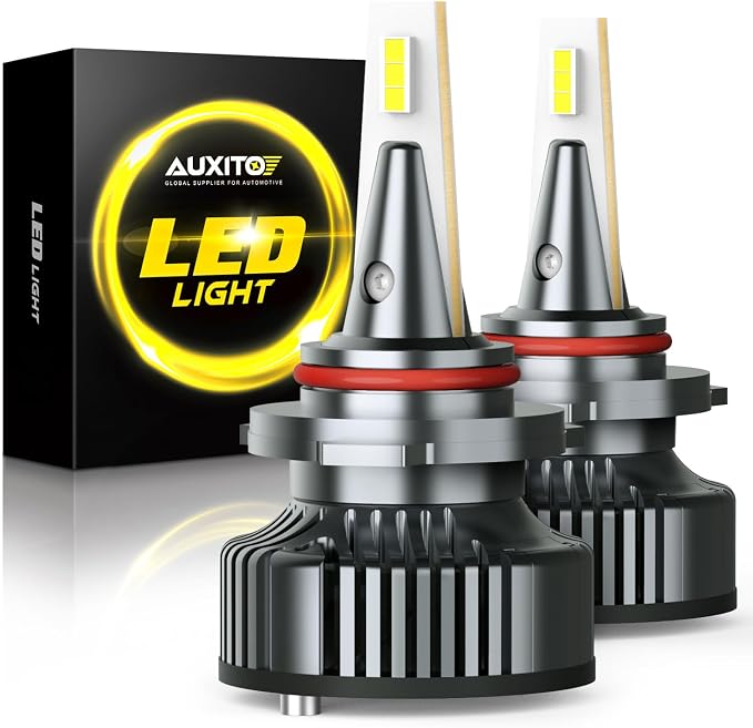 AUXITO 9005 Bulbs, 80,000LM 15X Super Output, 6500K Cool White, Long Lifespan, Adjustable Beam with Cooling Fan, Pack of 2, Plug-N-Play, Pack of 2