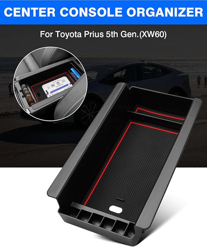 Autorder Center Console Organizer for 2023-2026 Toyota Prius Accessories Armrest Storage Box Secondary Insert Tray with 2 Color Mats