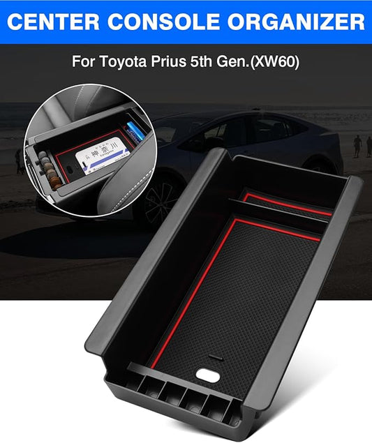 Autorder Center Console Organizer for 2023-2026 Toyota Prius Accessories Armrest Storage Box Secondary Insert Tray with 2 Color Mats