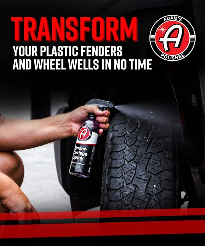Adam's Polishes SiO2 Infused Invisible Undercarriage Dressing Spray for Car Detailing, Silica Infused for Preium Results, Works on Tires, Trim, Wheel Wells, Black Satin Finish (1 Gallon)