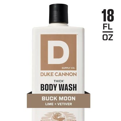 Duke Cannon Supply Co. Thick High Viscosity Body Wash – 3X Thicker, Cleansing Shower and Bath Gel, Mineral-Enriched for Men – Shower Gel – Men’s Body Scrub – Buck Moon (18 oz)