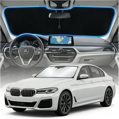 for BMW 5 Series Sun Shade Windshield Cover - Custom Fit 5 Series Accessories 2011-2025 2026 Sunshade Foldable UV Protection & Heat Shield Sun Visor Accessories
