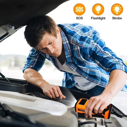 Car Jump Starter with Air Compressor, 3000A Car Battery Jumper Starter Portable (9.0 Gas/6.5L Diesel) with 150PSl Digital Tire Inflator Portable Car Jump Box with Jumper Cables, Charger, LED Light
