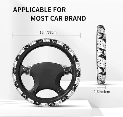 Cat Steering Wheel Covers Non Slip Neoprene Universal 15 Inch Steering Wheel Protector Car Cover for Men Women