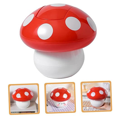 Holibanna Cute Desktop Trash Can Mushroom Garbage Bin Mini Swing Lid Tabletop Dustbin Cartoon Rubbish Storage Bin for Bedroom Bathroom Kitchen Office