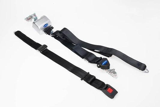 Q'Straint Q8-6326-A1-T Retractable Occupant Securement Kit | Dual L-Track Floor & Wall Anchorage Fittings | Manual D-Ring Height Adjuster | for Transit Vans, Buses & Paratransit