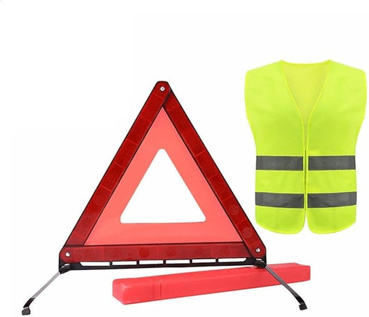 Triangle Red Reflective Sign Foldable Car Emergency Breakdown Warning Road Tripod Portable Stop and Visibility Jacket